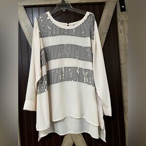 Lane Bryant Black and Cream Blouse